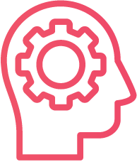 profile of head with gear inside icon