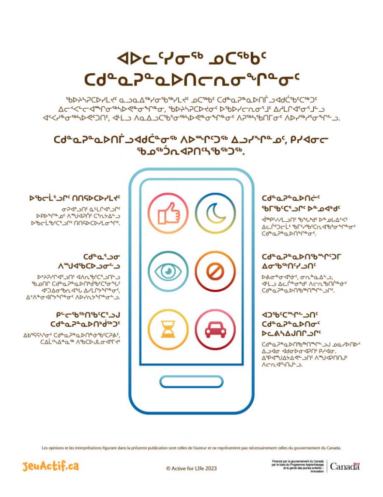Managing screen time poster translated in Inuktitut
